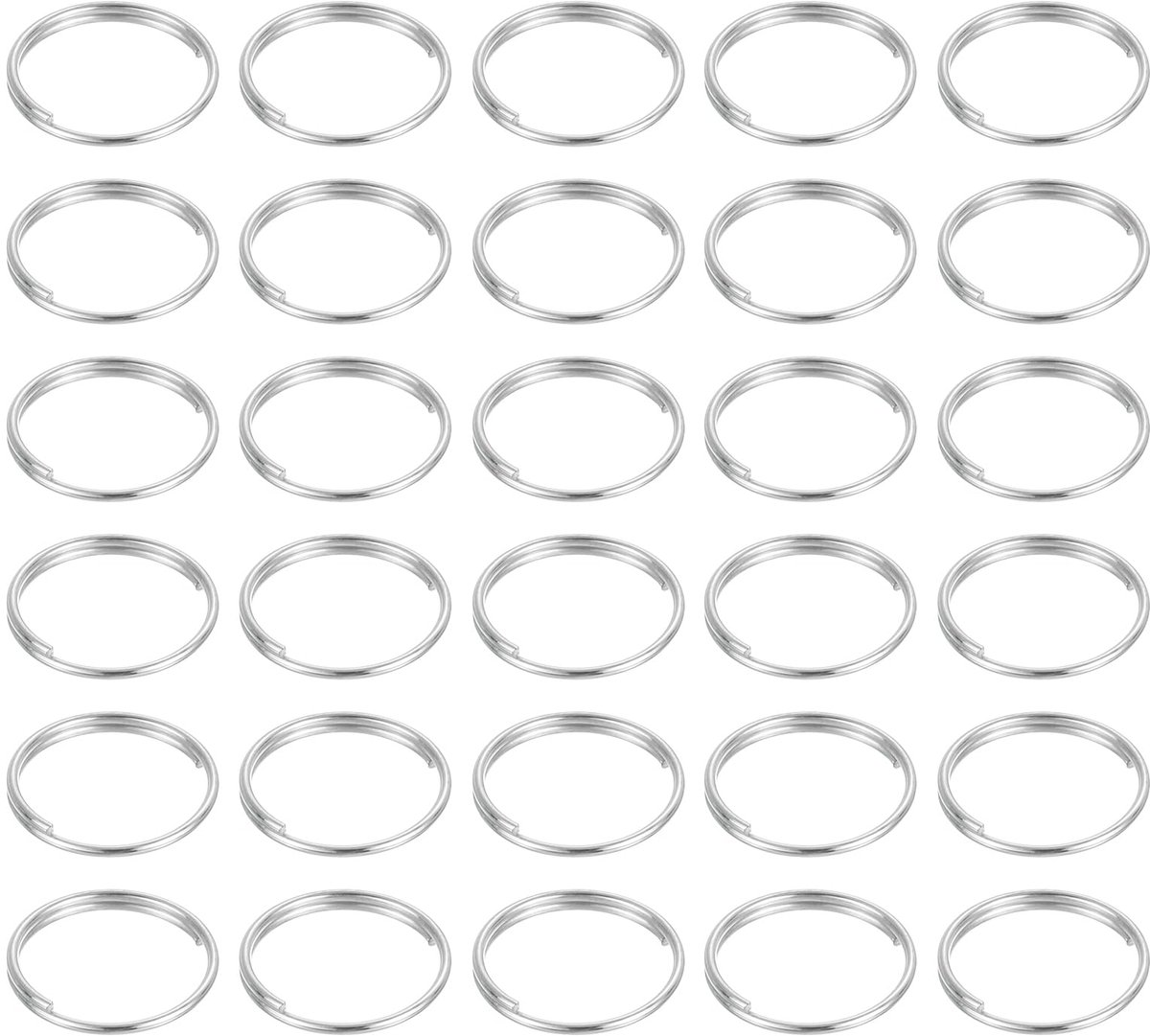50 stuks 12 mm dubbele lus sleutelringen, ronde springringverbinder, kleine vernikkelde kleine sleutelhangerring voor doe-het-zelf handwerk, zilver