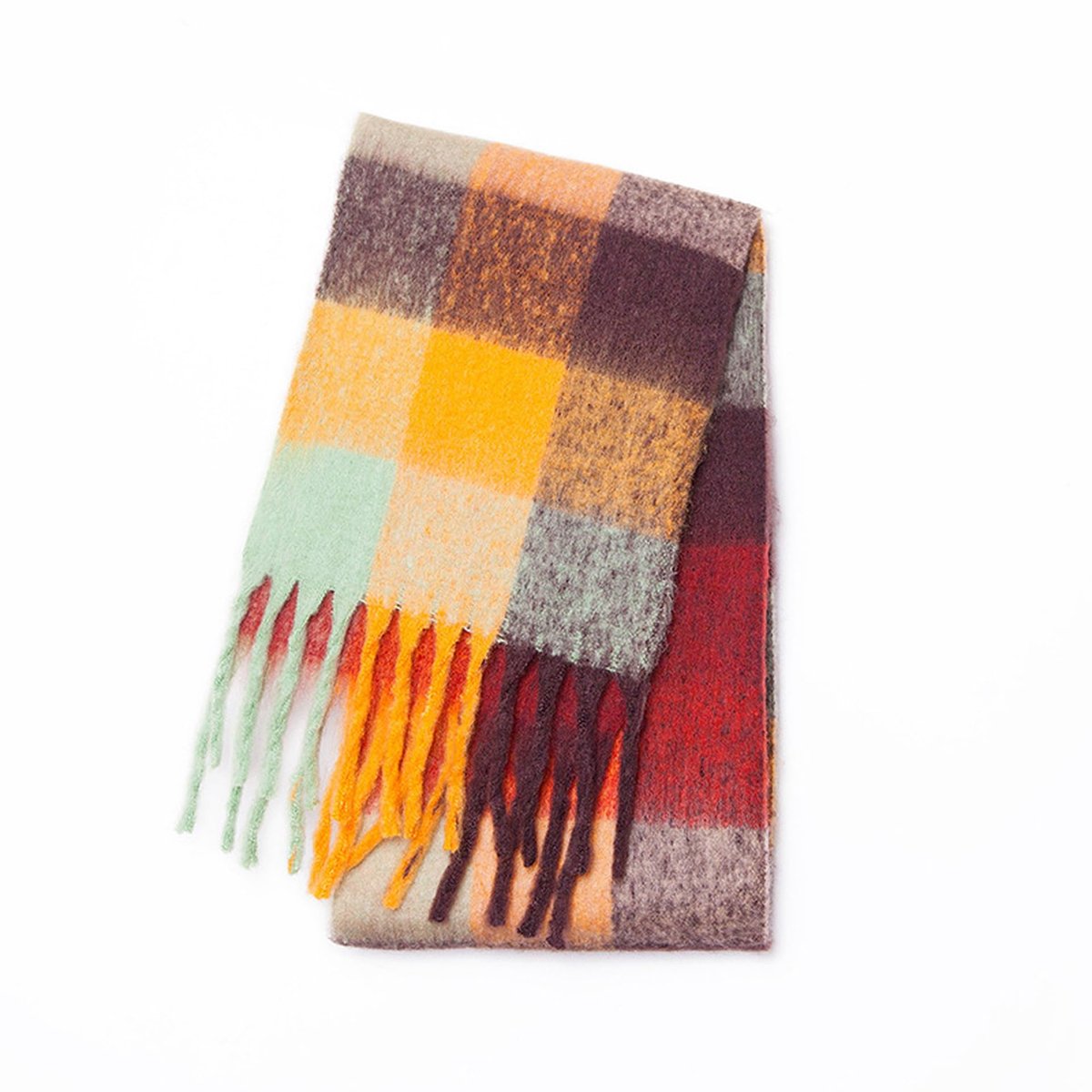 Dames sjaal warm dichte baardkleur vier-vaks sjaal herfst winter verdikt dubbelzijdig geruit vrouwen halsdoek deken sjaal hals poncho cape
