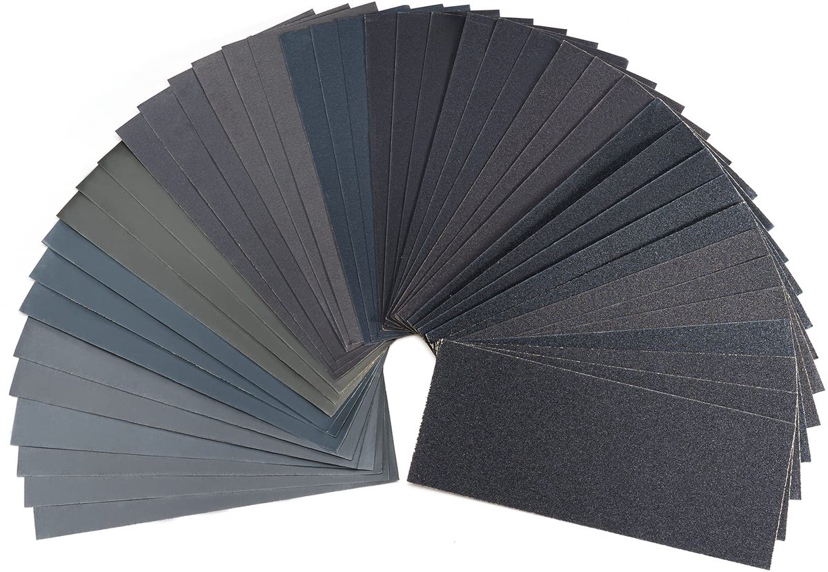 Schuurpapierset, nat en droog schuurpapier, fijn 120-3000 schuurpapier voor metaal, auto, houten meubels, steen, lak, glas, 23 x 9,5 cm