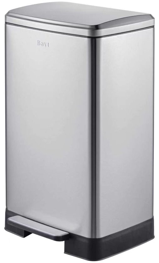 Bayt Prullenbak - Prullenbak 60 Liter - Pedaalemmer 60 liter - Vuilnisbak 60 liter - Afvalbak - RVS - Zilver