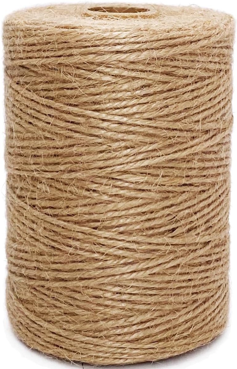jute touw 3-laags voor tuinieren, knutselprojecten, verpakking, geschenkverpakking, woondecoratie en bruiloftsdecoratie, 100 m x 2 mm