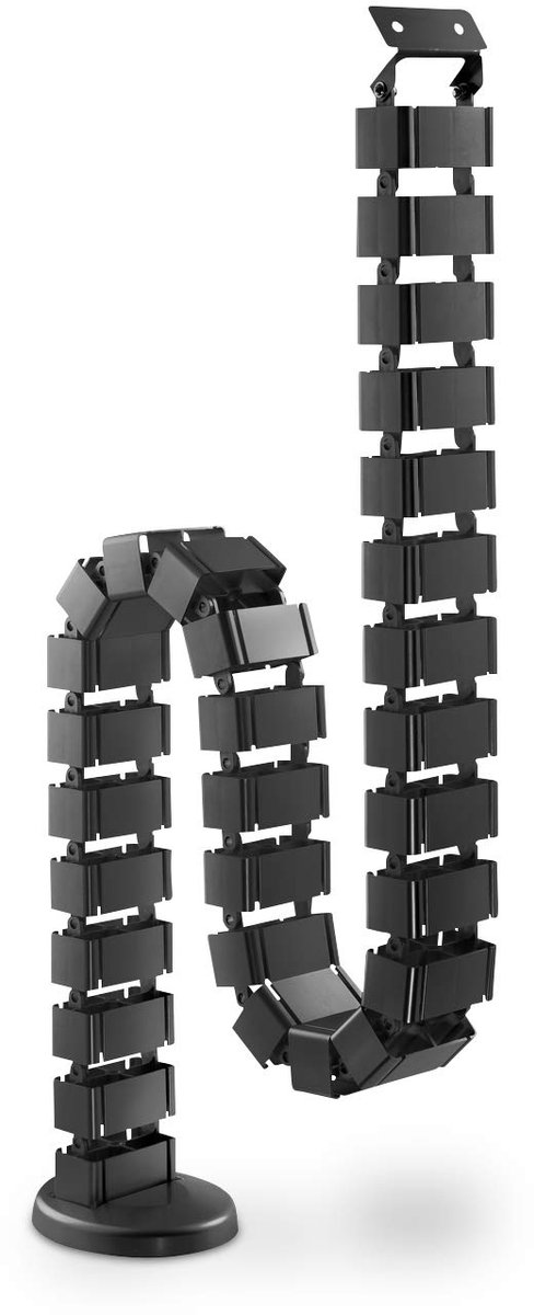 Verticale kabelgeleiding - flexibele tafelgeleiding - metalen voet - tafelhoogte tot 130 cm - zwart