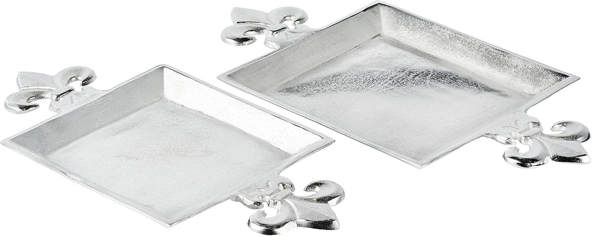 Dienblad Lilie - serveerplank serveerschaal aluminium zilver - dienblad van metaal - zilveren dienblad - decoratief dienblad - 44 of 48 cm (44x23x3 cm)