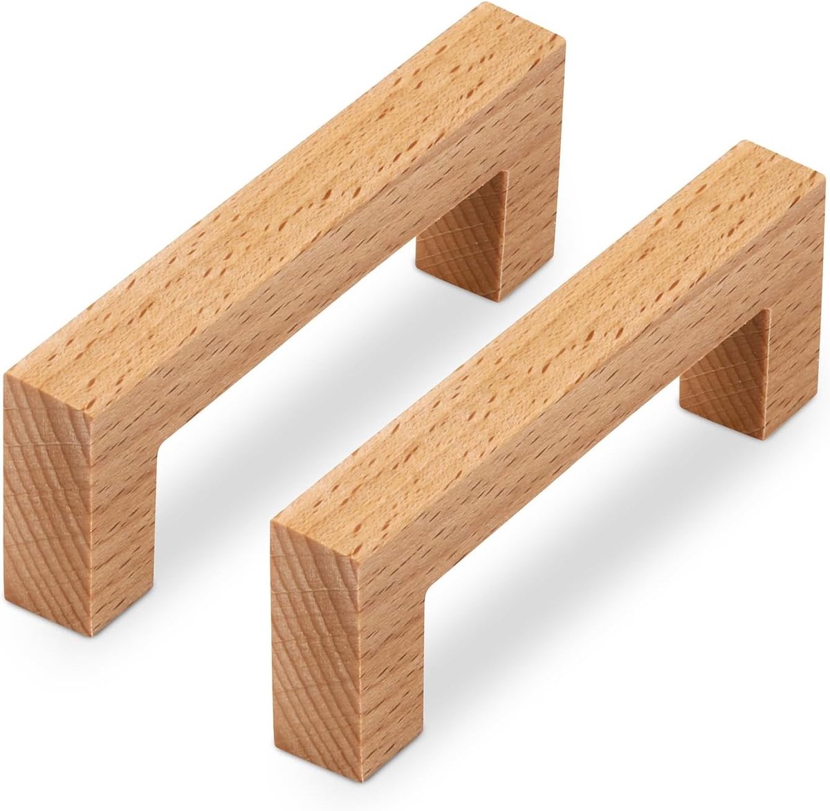 6 Stuks Houten Meubelhandgrepen - Kastgrepen met Schroeven - 96mm Gatafstand voor Keuken en Badkamer