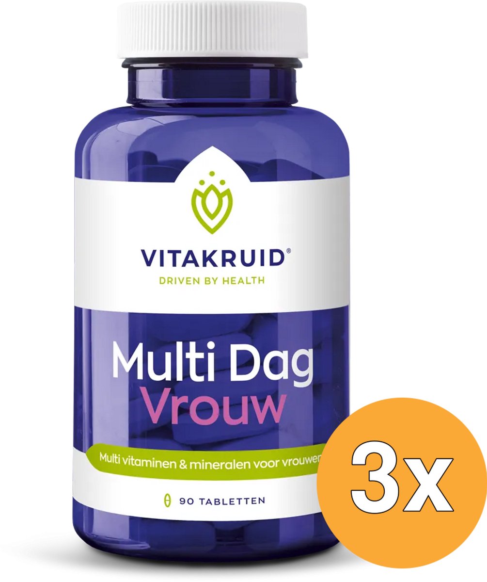 3x Vitakruid Multi Dag Vrouw 100% Vegan (90 tabletten)