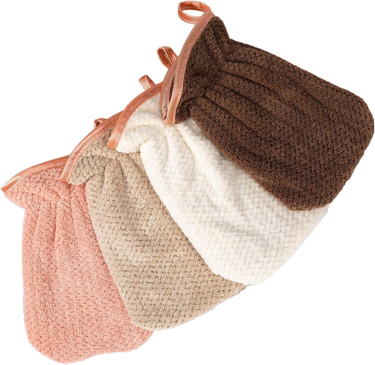 Set van 4 badstof washandjes, washandjes, koraalfluweel microvezel, washandje voor gezicht, lichaam, 13 x 20 cm