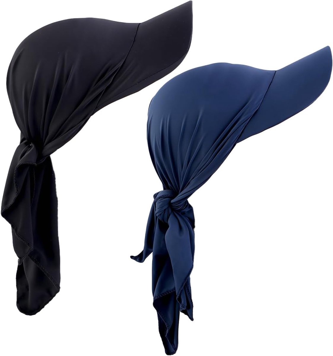 2 stuks Headwear Brim vizierhoed dames muts dames muts bandana met vizier tulband ruggebonden zonnehoed (zwart + donkerblauw)