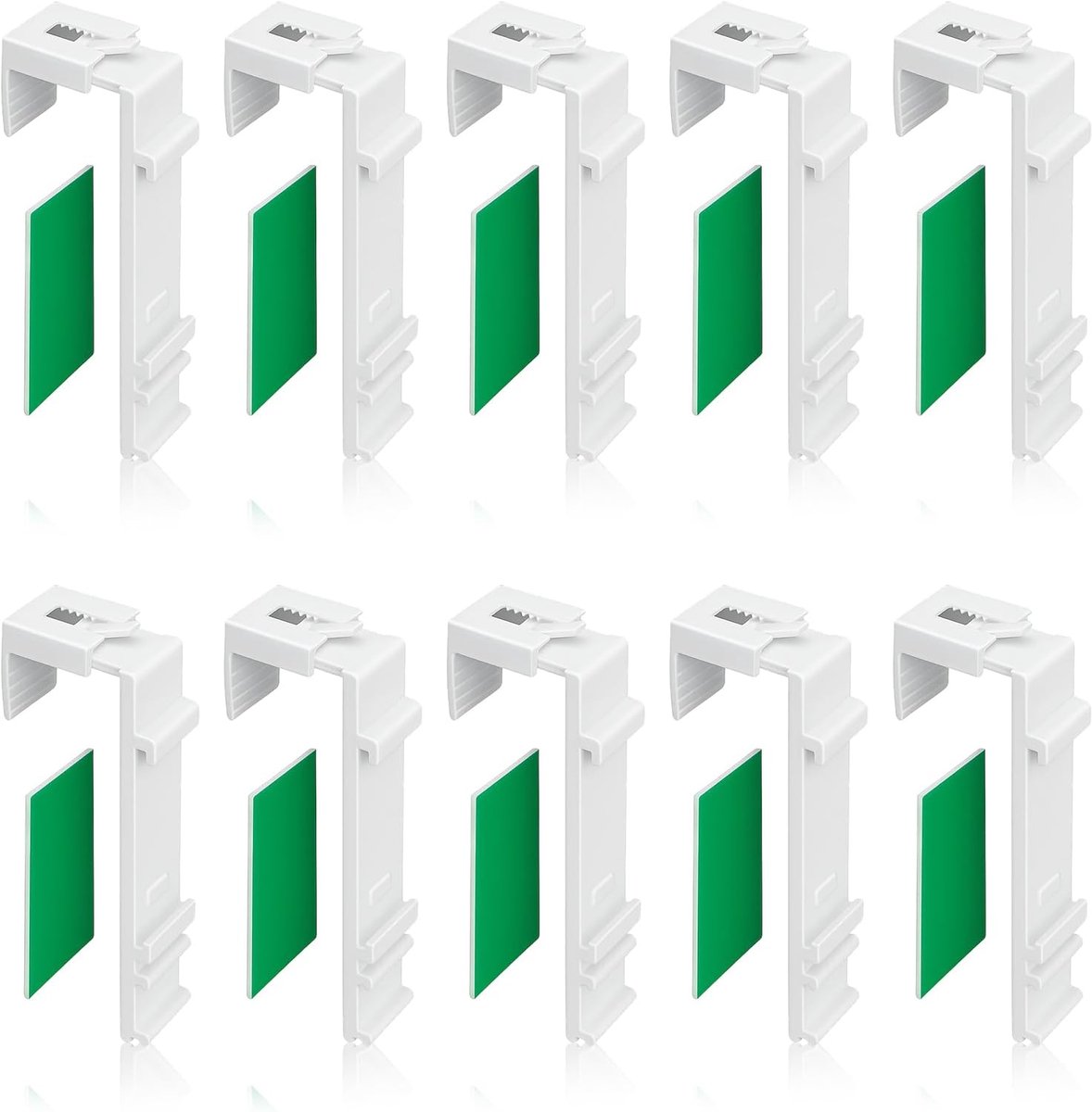 10 stuks klemdragers, lang, compatibel met Klemmfix dubbel rolgordijn, bevestiging zonder boren, accessoires of reserveonderdelen voor het ophangen aan het pvc-raam, balkondeur