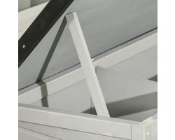 Wishdor - Kaninchenstall - opklapbaar dak en uitneembare lade - outdoor hok in hout - voor konijn en cavia - grijs - 84 x 43 x 70 cm