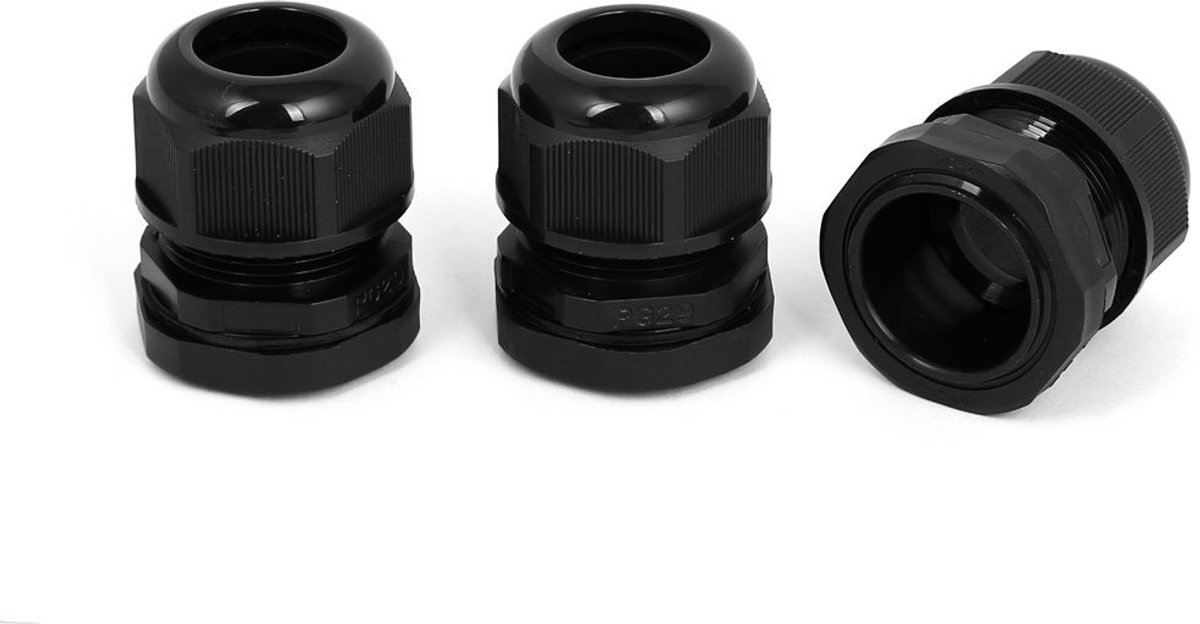 PG29 18-25mm Range borgmoer Vulling Kabel Draad Klieren Joint 3 stks Zwart