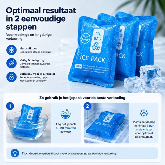 K&R FreezePack Mini - 10x Mini IJspack 7 x 7 cm - Herbruikbare Koelelementen - Koelzak - Lunchbox - Koeltas - Camping — afbeelding 3