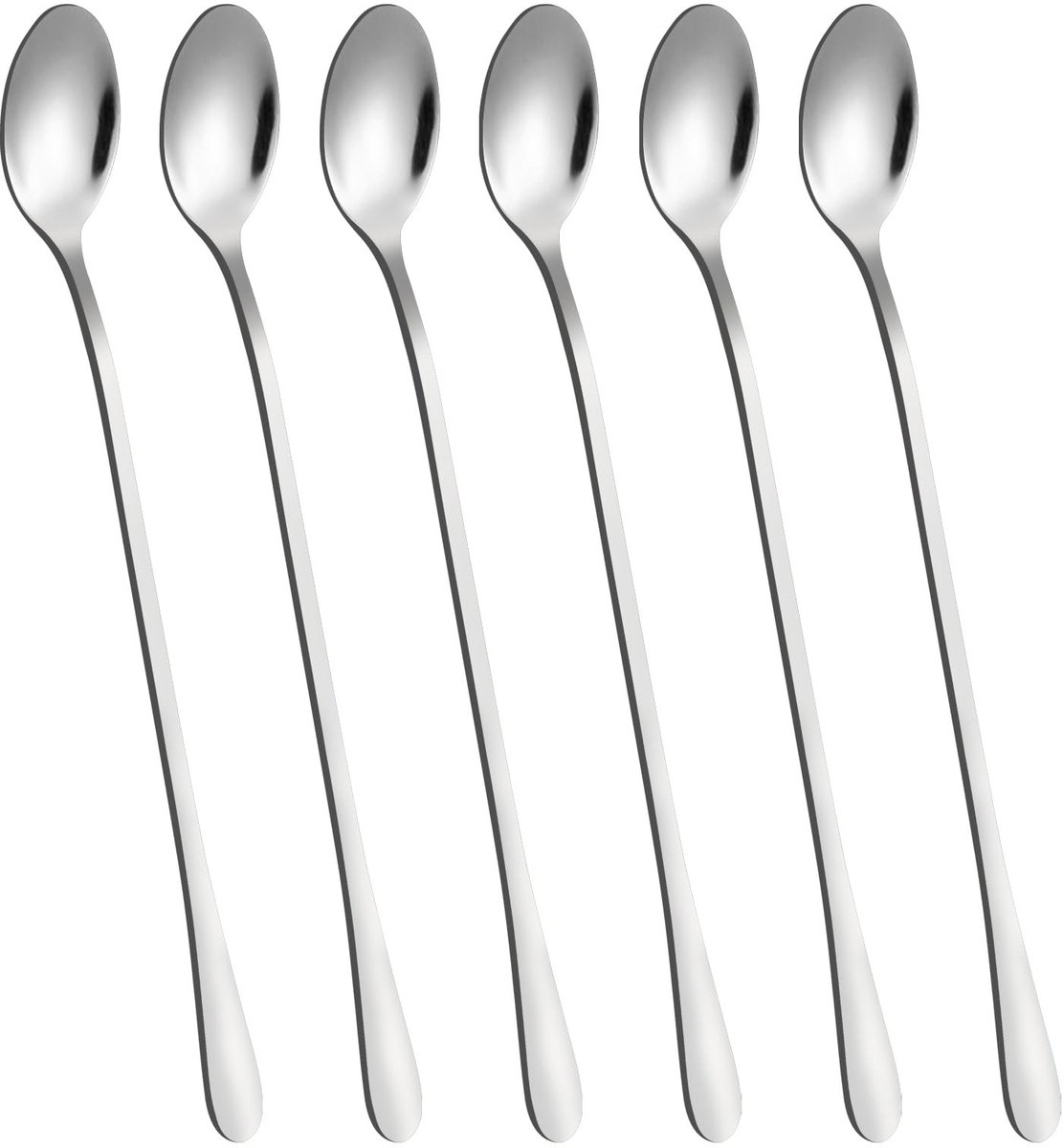 Dailygoods - 9" Lange Handvat Ijsthee Lepels Set Van 6 - Roestvrij Staal Cocktail Roeren Lepels