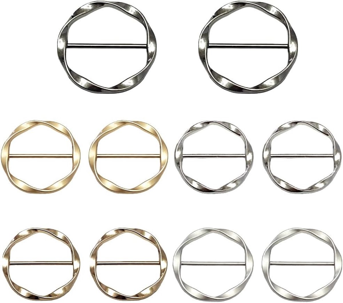 10 stuks verstelbare shirtclips voor vrouwen, perfect voor tops, jurken en sjaals in 5 kleuren