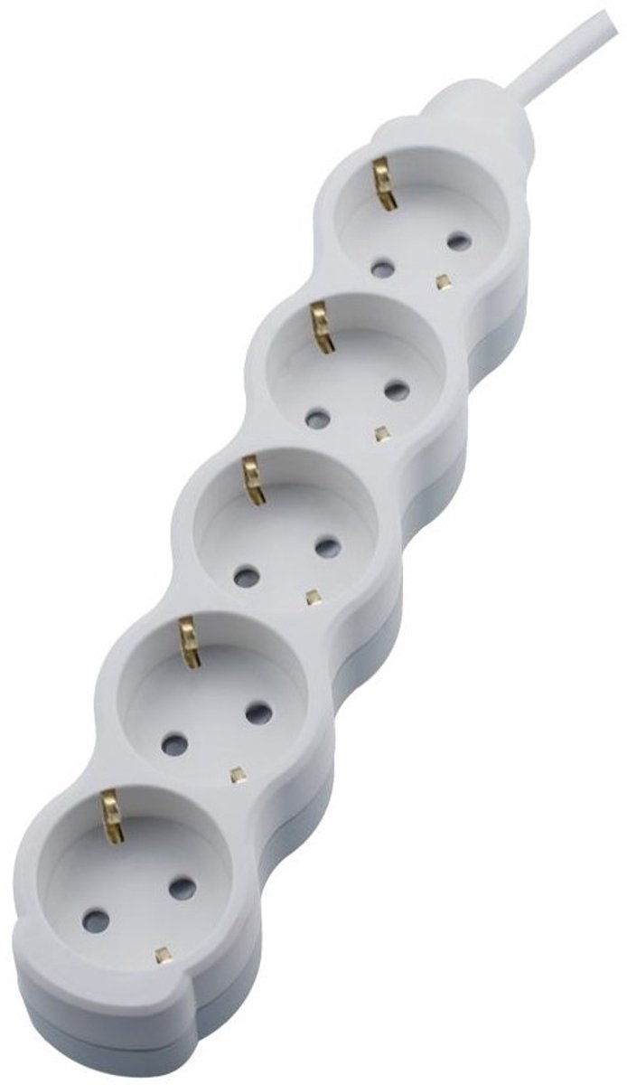 Bemko Stekkerdoos 5-voudig - 5 Meter Verlengsnoer 16A- Verdeeldoos 3500W - Randaarde 3x1.5mm² - Modern design - Wit