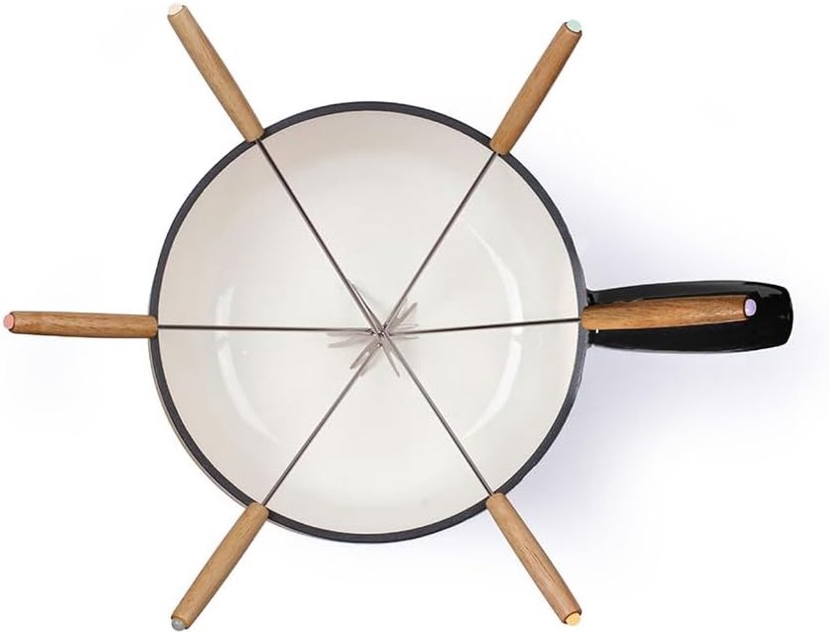 Fondueset - Fonduepan Kaasfondue - Gezellig Eten - Geëmailleerd Gietijzer - 26 L - Zwart – foto 4