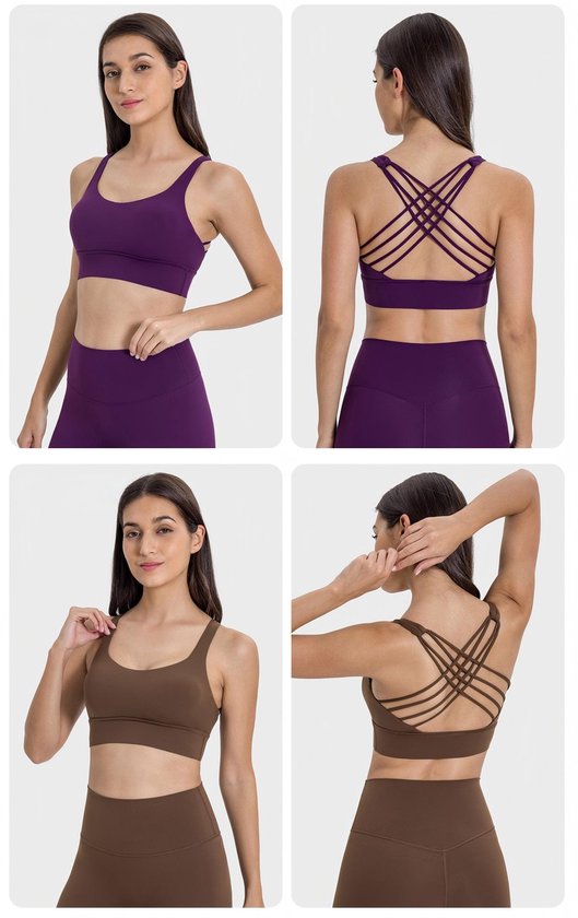 Onderkleding - L - Maat 8 - Bovenwijdte 74 cm - Zoomwijdte 68 cm - Gewicht 55-60 kg - Beugelloze bh - Bh in hemdjesmodel - Sport-bh - Yoga-bh - Huidvriendelijk & ademend - Damesondergoed - Loungewear-bh — afbeelding 4