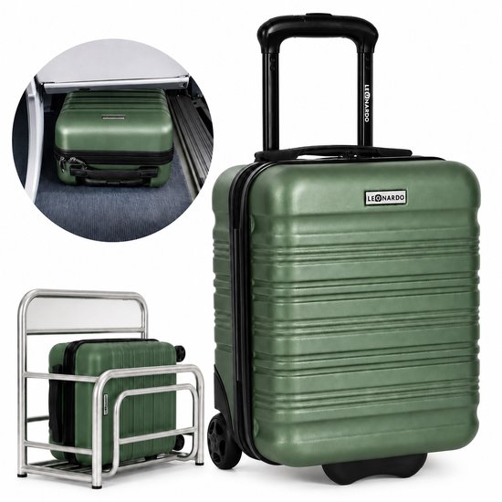 Handbagage Koffer 40x30x20 cm - Underseater voor Transavia, EasyJet en RyanAir - Trolley Handbagage - Reiskoffer met Wielen - Groen - Leonardo