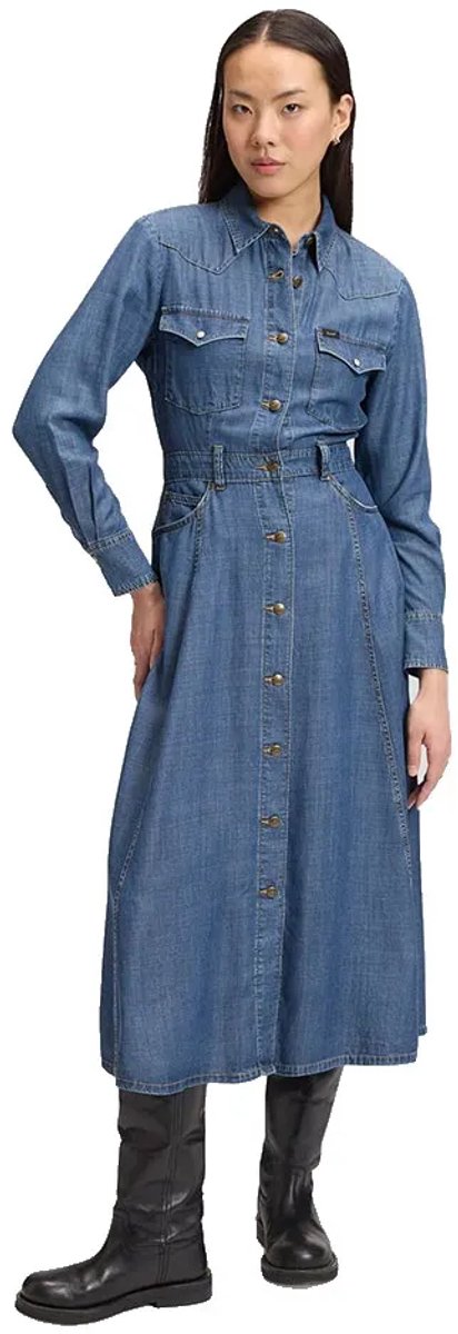Lee Western Mid Calf Regular Fit Midijurk M Vrouw Blauw