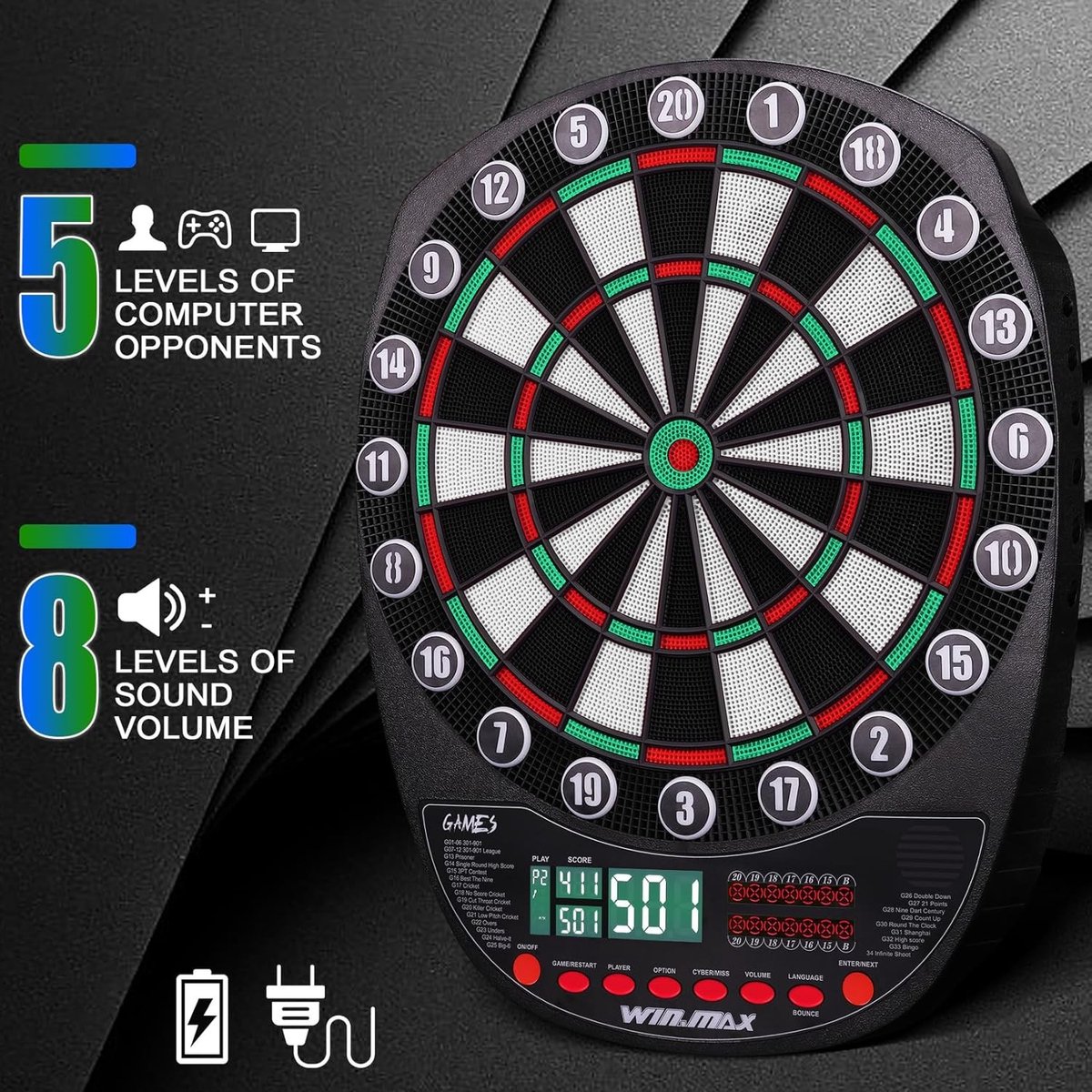 Elektronisch Dartbord met LED Displays, 12 Darts en 100 Soft Tip Punten - Ideaal voor Thuis en Feestjes