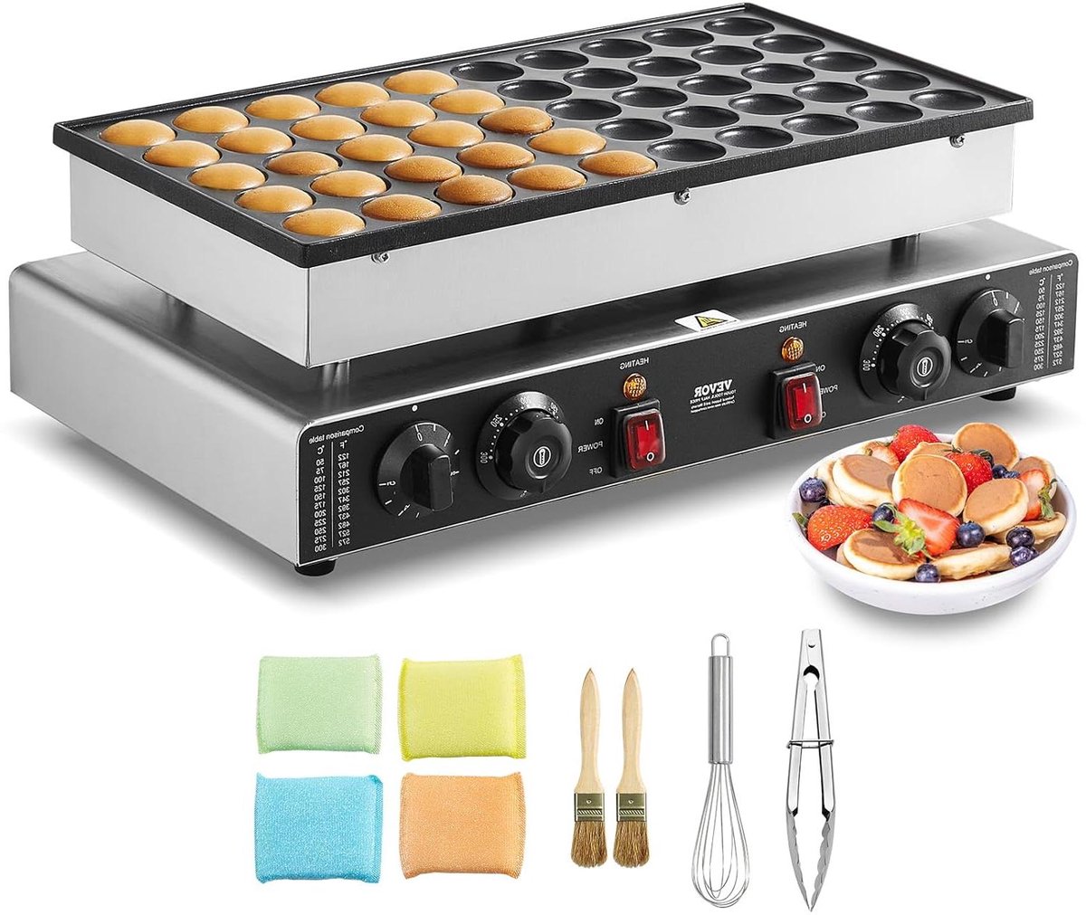 Mini Pannenkoekenmaker - Dorayaki Maker - Snacks Bakken - Dubbele Temperatuurregeling - 50 Stuks - Zwart