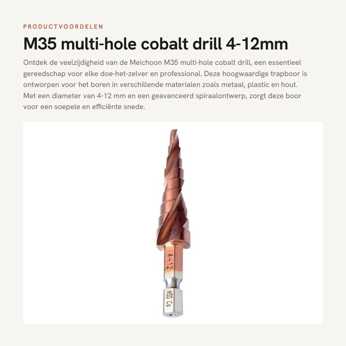 Dailygoods - M35 multi-hole cobalt drill - 4-12mm - Duurzaam en veelzijdig - Spiral groove - Perfect voor metaal, plastic en hout - Ideaal vo...