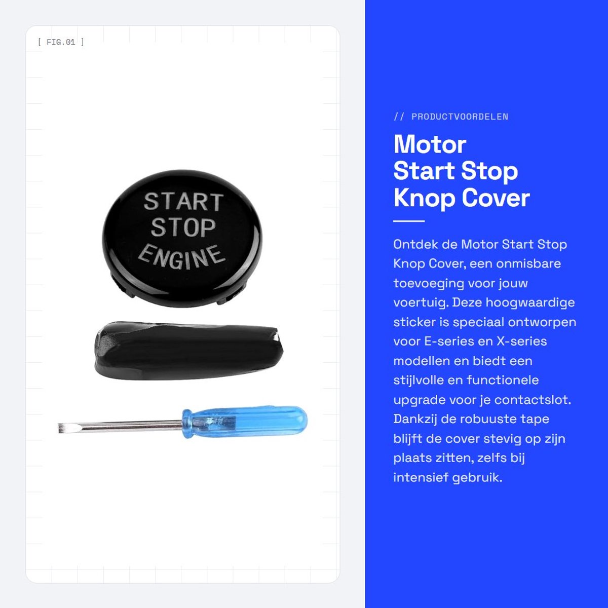 Dailygoods- Startknop Hoogwaardige Kwaliteit - Motor Contactslot Cover - E Schijf Bodem 25 mm - Krasbestendig - Inclusief Schroevendraaier - Robuuste Tape - Startknopcover