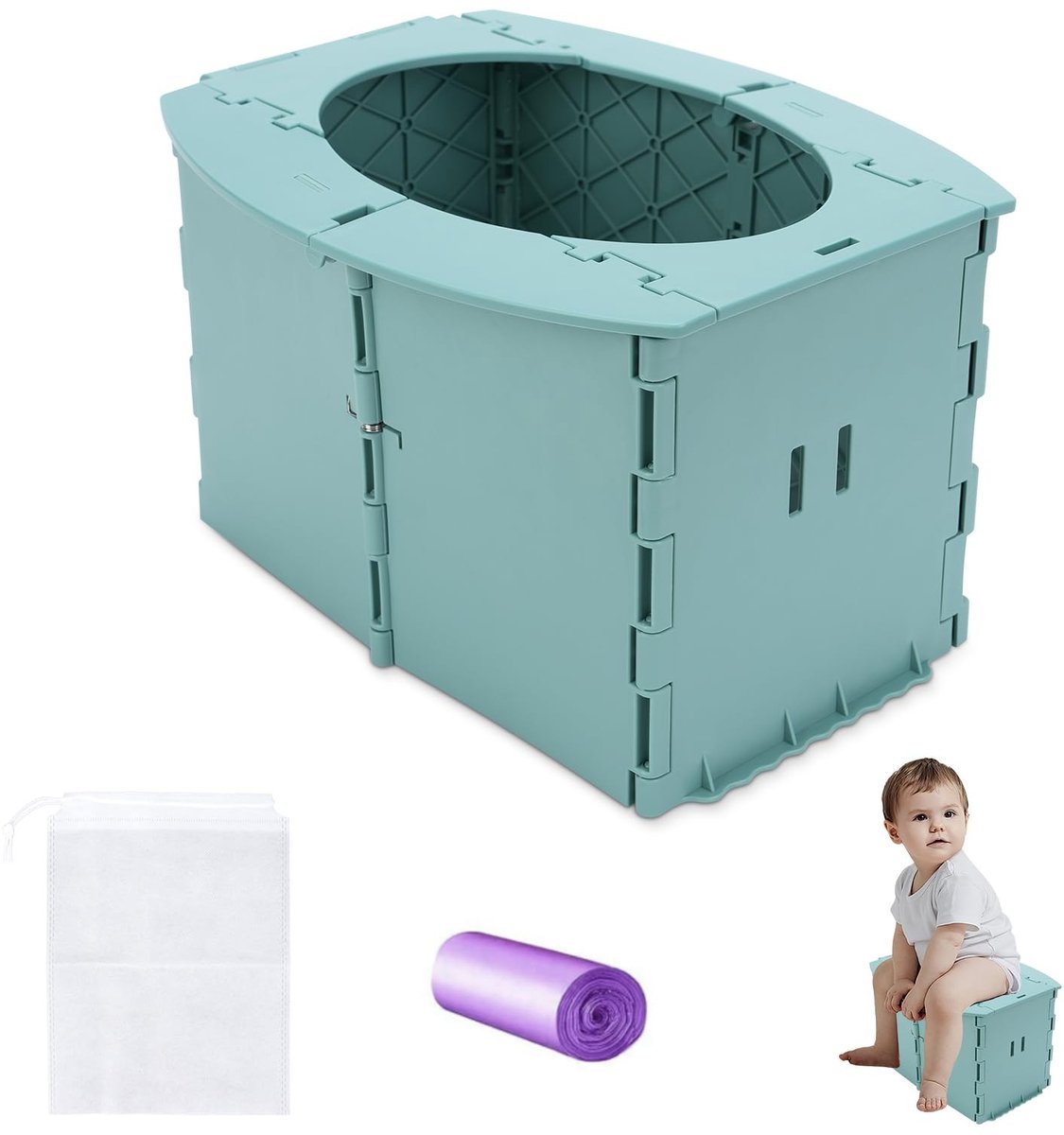 Dailygoods- Opvouwbaar Potje - Reispotje - Inklapbaar - Reistrainingsstoel - Geschikt voor Buiten/Binnen - Eenvoudig in Gebruik - Reiswcpotje
