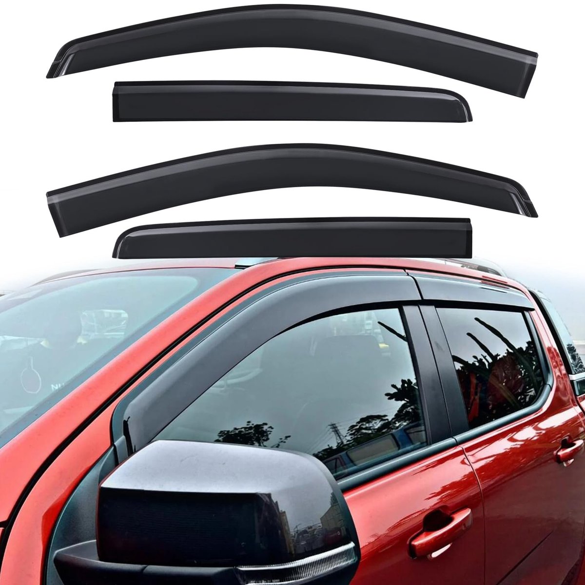 Dailygoods - Winddeflector voor Ford Ranger 2023-2024-2025-2026 T9 Wildtrak Raptor Wildtrak X Platinum XL XLT Limited Tremor 4X4 dubbele cabine, 4 stuks getinte regendeflector