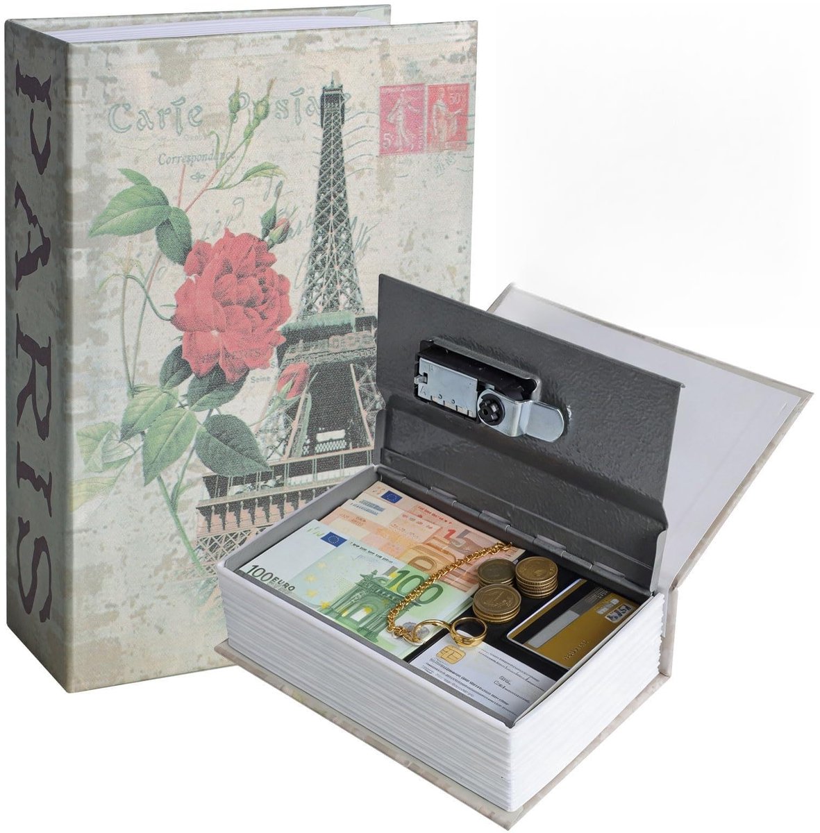 Dailygoods- Boekvorm Kluis - Cijferslot - Voor Sleutels/Contant Geld/Documenten/Sieraden - Materiaal: Papier/ABS/Metaal - Afmetingen: 180 x 115 x 55 mm - Wachtwoord: Drie Cijfers - Verstopkluis