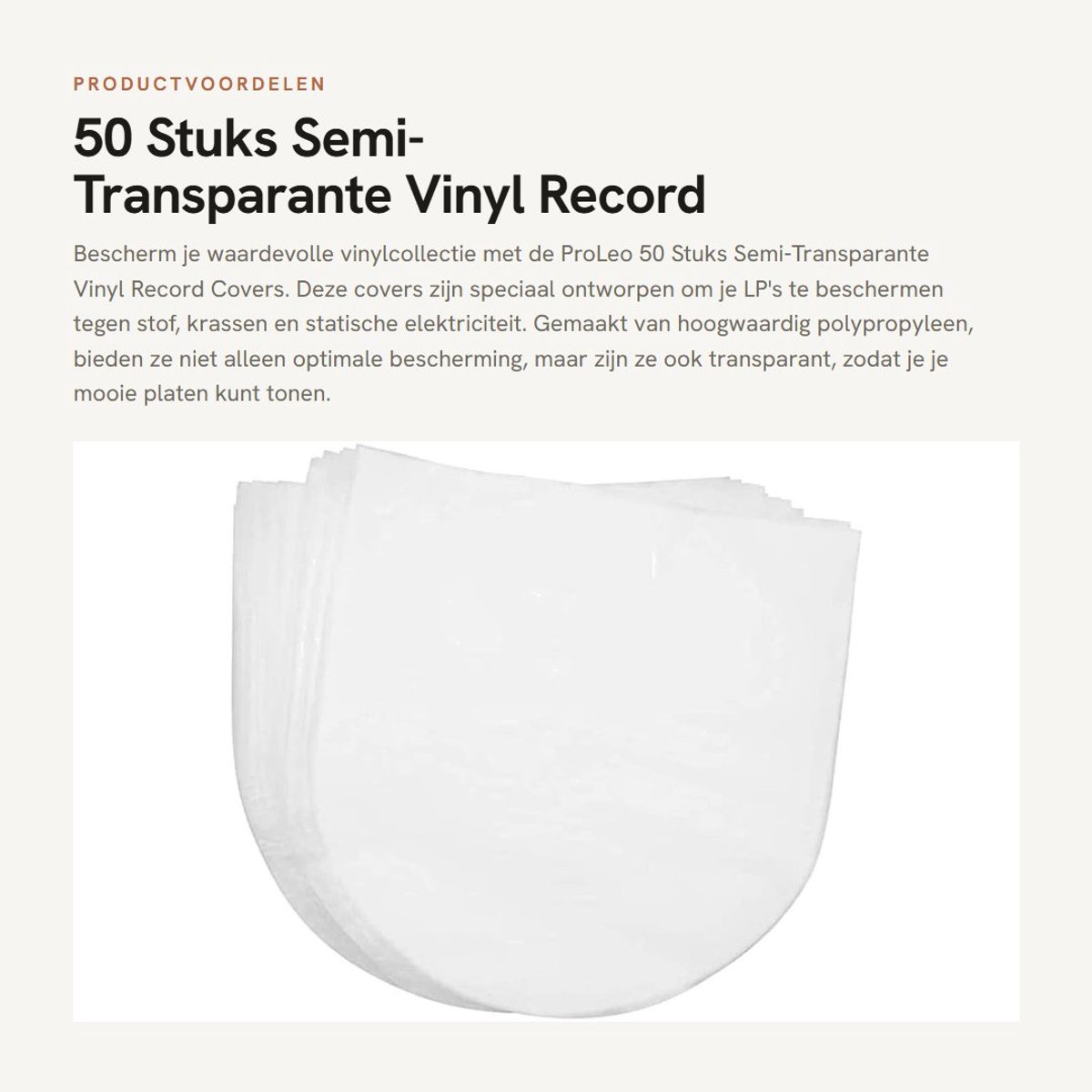 Dailygoods - 50 Stuks Semi-Transparante Vinyl Record Covers - Bescherming voor LPP Albums