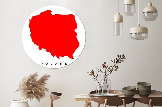 Illustration de la Pologne en rouge Cercle mural aluminium ⌀ 120 cm - tirage photo sur cercle mural / cercle vivant / cercle de jardin (décoration murale) XXL / Groot format!