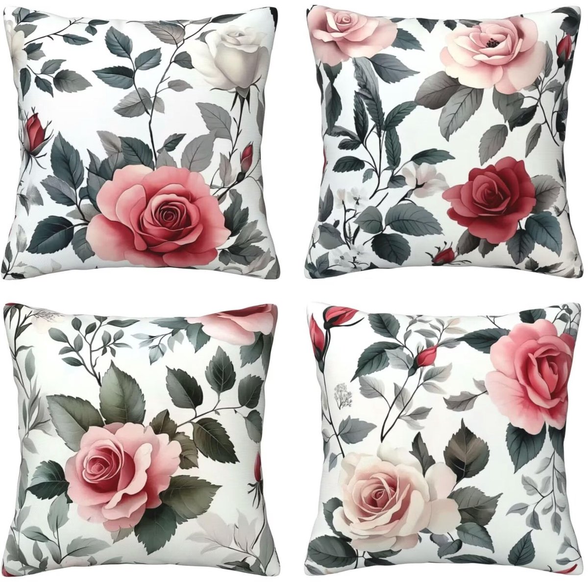 Set van 4 kussenhoezen, sierkussenhoezen met onzichtbare ritssluiting, zacht, wollig, voor bankkussen, wasbaar, voor terras, tuin, bank en woonkamer, 65 x 65 cm, D1777