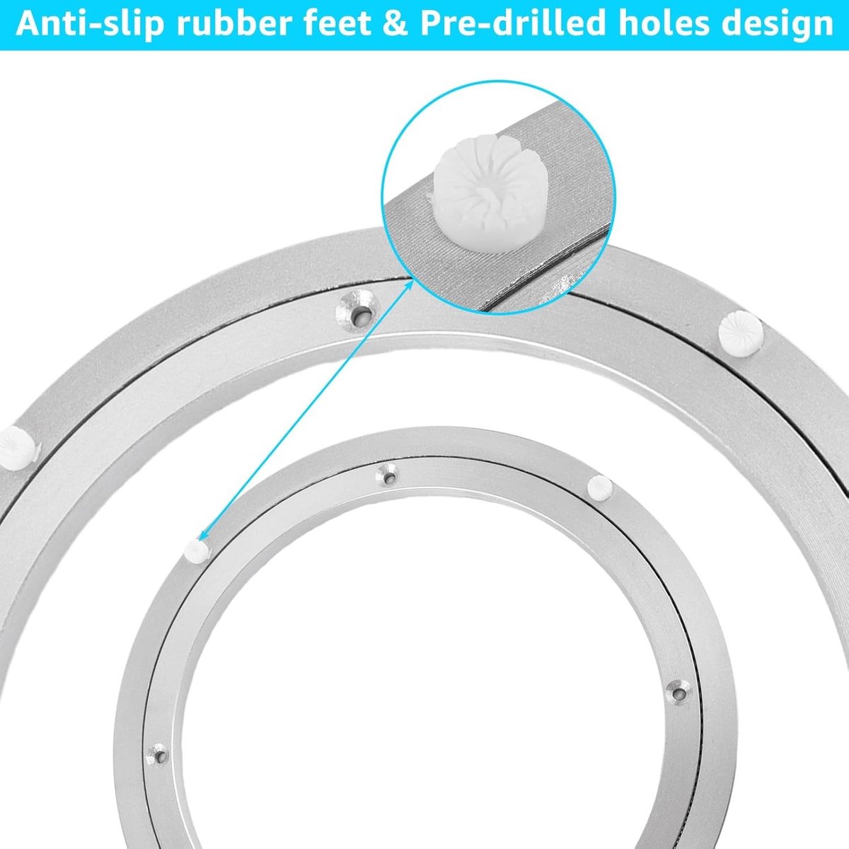 Draaiplateau van Aluminium Legering, Ø 30 cm, Zwenkbare Bal Lagertjes, Max. 60 kg, Duurzaam en Rotatable Draaiplateau voor Meubelgebruik en Keukenaccessoires