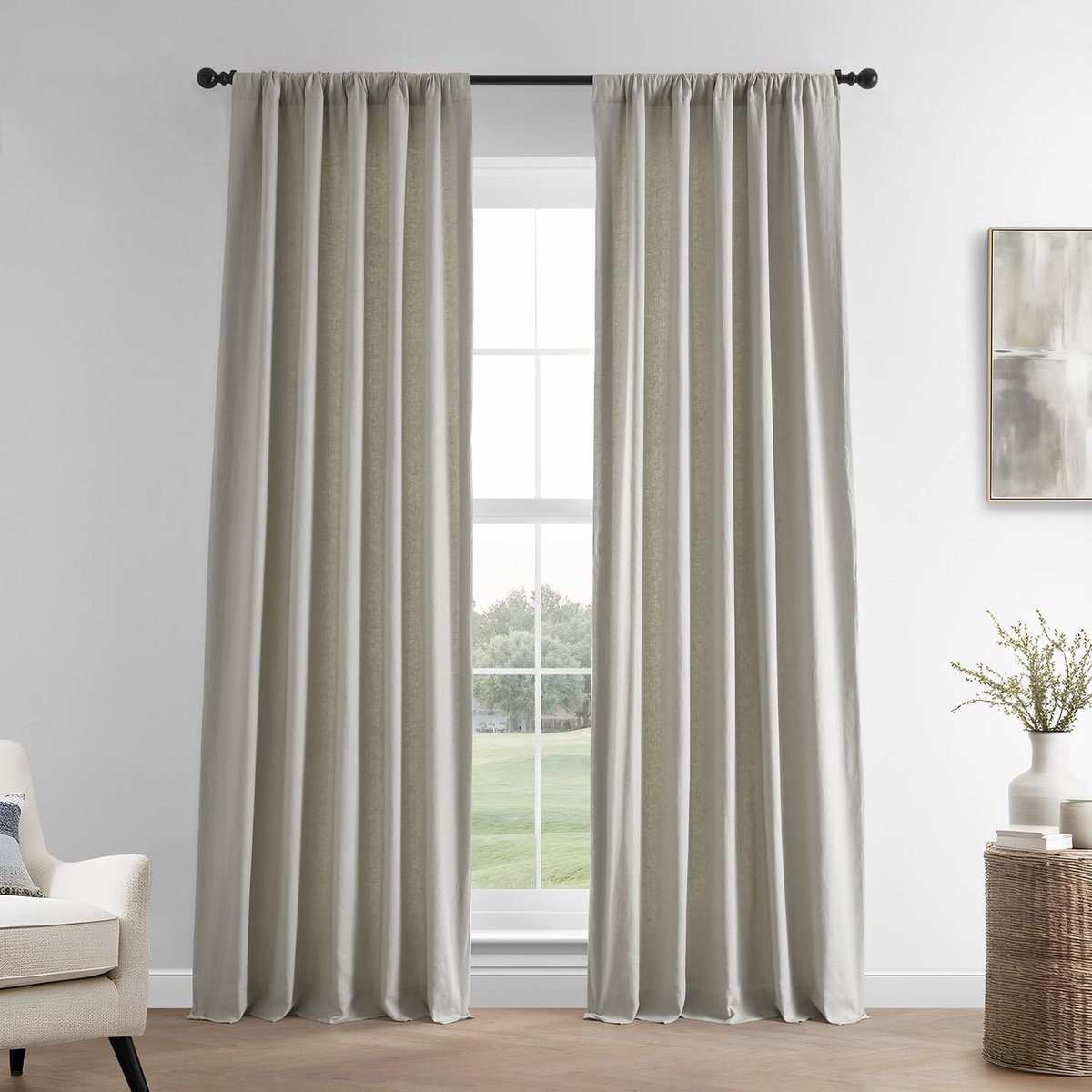 Gordijnen 96 inch lange kamer verduisterende gordijnen voor slaapkamer en woonkamer 127 x 224 cm, (1 paneel), fris kaki