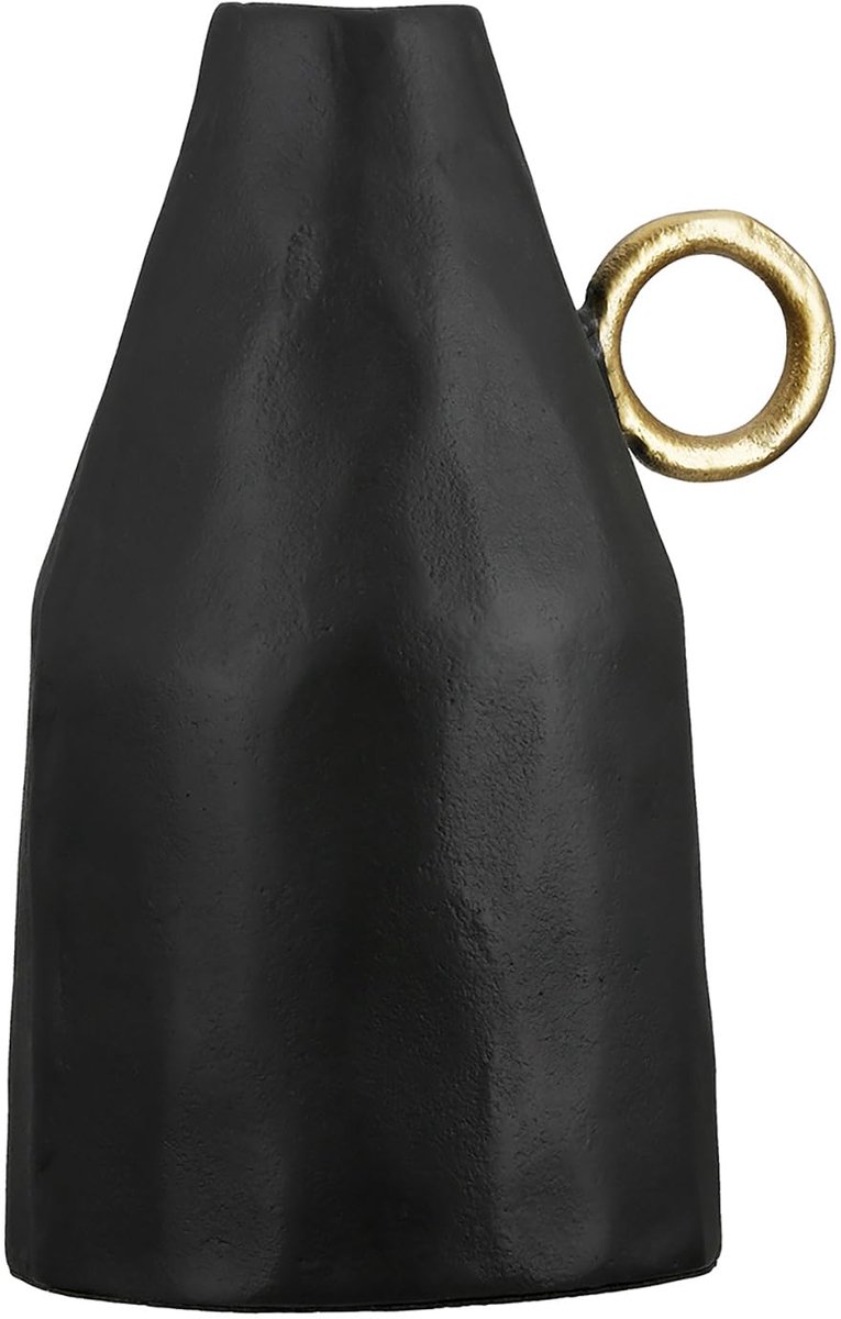 Vaas Dora van aluminium - zwart - waterdicht - hoogte 31cm x breedte 15cm