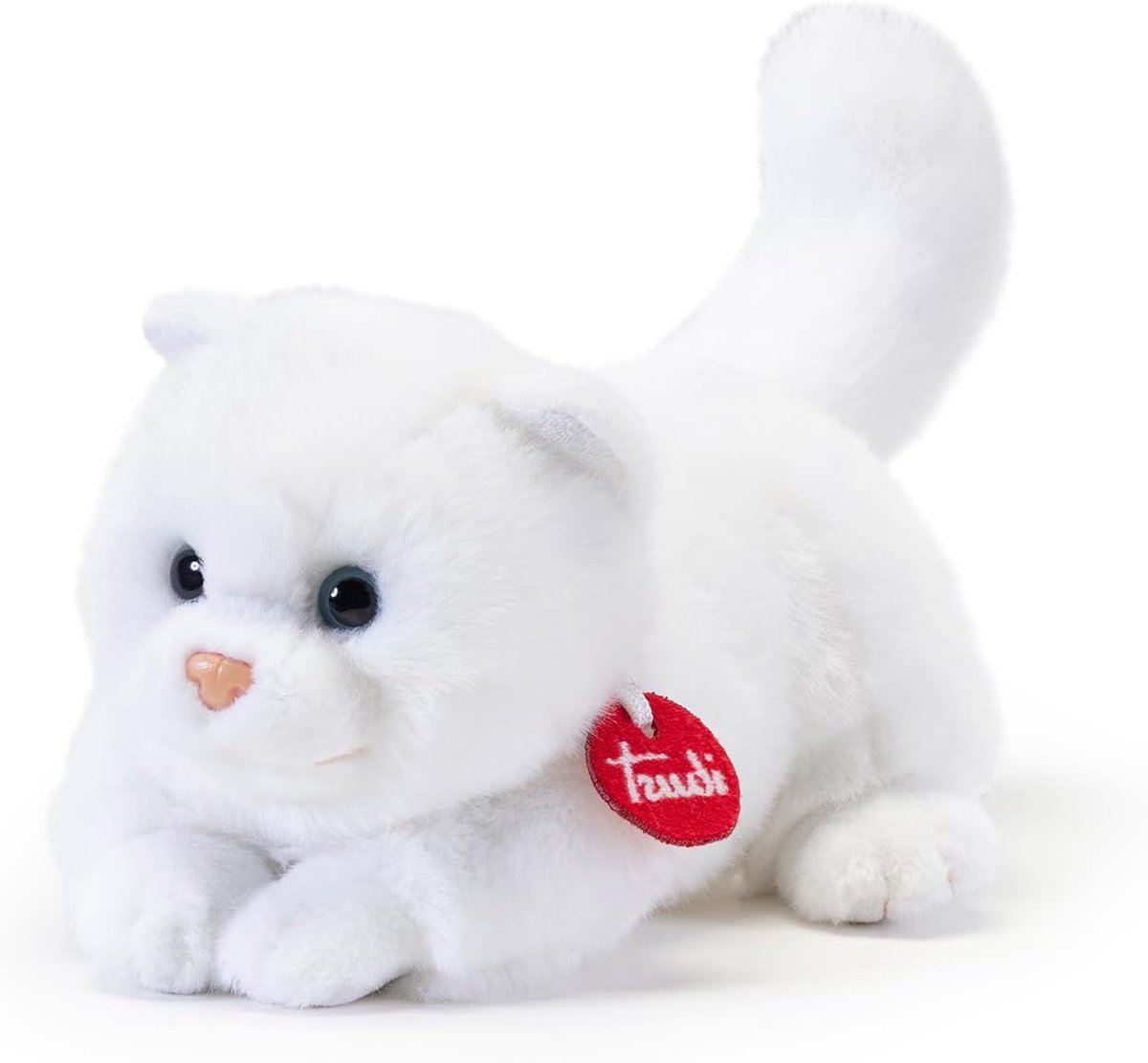 Trudi - Classic Knuffel Kat Brad 22 cm - Handgemaakt in Italië - Pluche knuffel - Knuffeldier voor jongens en meisjes - Wit - 16x19x22 cm maat S
