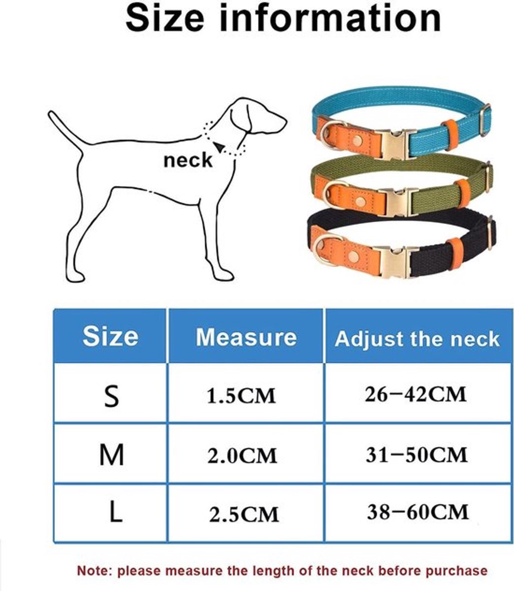 Onf3 - Nylon halsband - Verstelbaar - Veiligheidsgesp - Groen