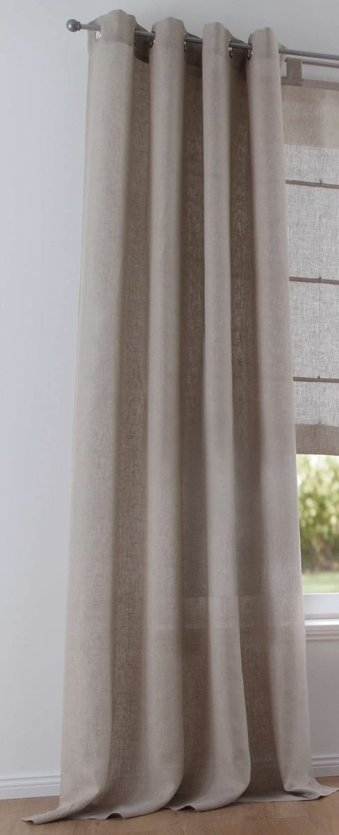 Gordijn Metis met oogjes voor gordijnroedes, 100% linnen, vrijhangend linen, 1 stuk, breedte 140 x hoogte 245 cm
