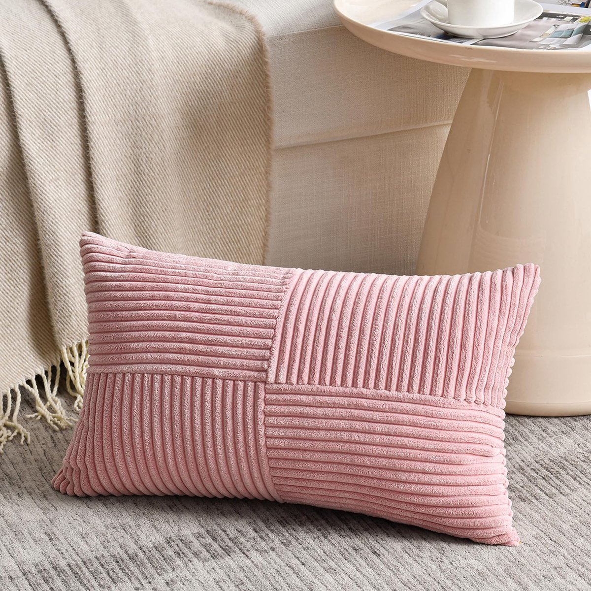 1 stuk, oudroze kussensloop, 30 x 40 cm, zacht corduroy kussensloop, kussensloop, bankkussen, sierkussen, boho, decoratie voor bank, slaapkamer, woonkamer, balkon (zonder kussenvulling)