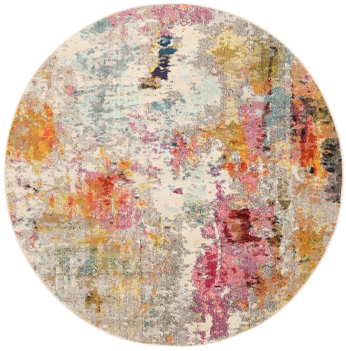 Vloerkleed, Moderne, Ø 150 cm, Rond, Middelpolig, Woonkamer, Slaapkamer, Keuken, Hal, Alleen chemisch reinigen, Veelkleurig
