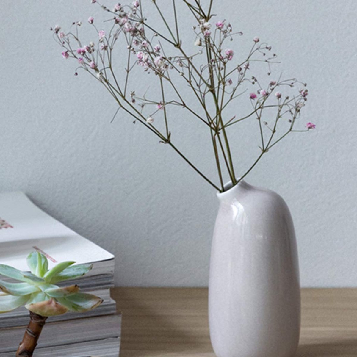 Arrangement Small Mouth Home Decoration Flower Processing Wonderful Ceramic Flower bloem vaas (Color : White)