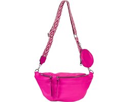 styleBREAKER Dames halve maan crossbody schoudertassen set 3-delig, schouderriem met patroon, sleutelhanger, portemonnee 02012398