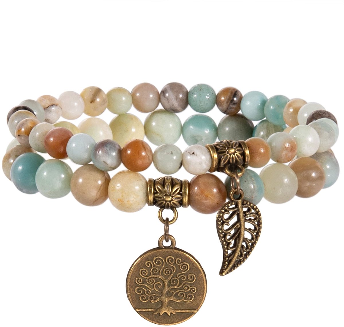 Chakra Armbanden voor Vrouwen - Healing Kristallen Armband Vrouwen Natuurlijke Edelstenen Yoga Reiki Bangle- Een Set Dubbele Armbanden