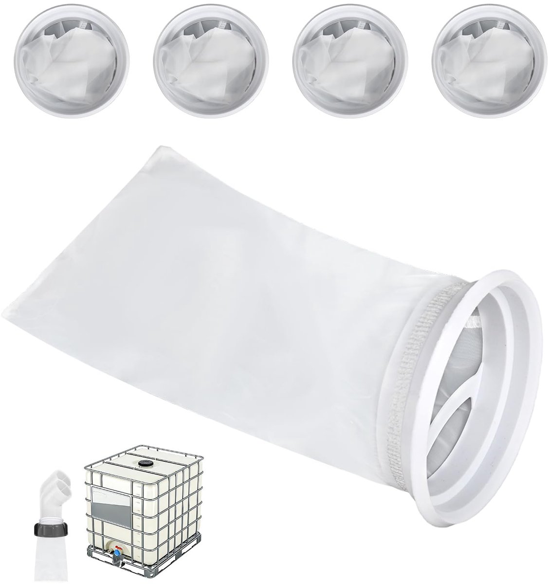 4 stuks filterdekselfilters IBC tankfilter regenwaterfilter - filters van nylon voor regenwatertank IBC tank accessoires wasbaar IBC vervangingsfilter voor IBC container regentonnen