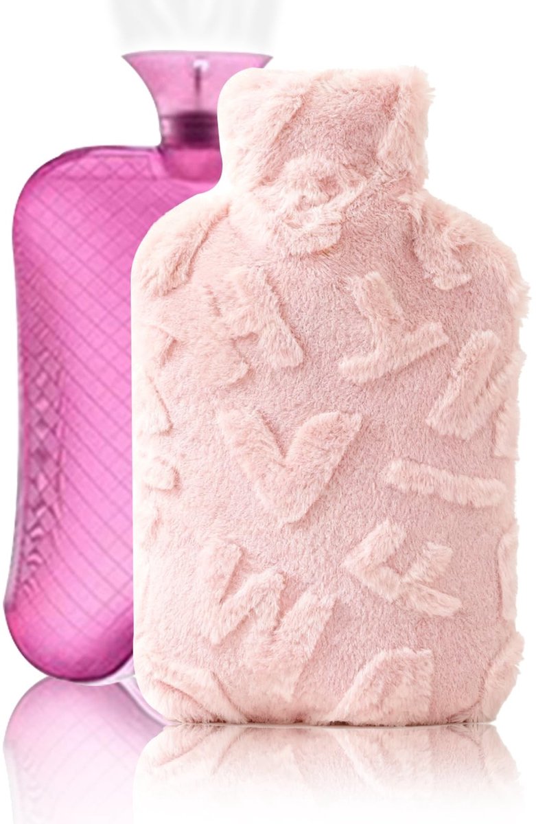 Dailygoods- Warmwaterkruik 1 l - Pluche Overtrek - Lange Warmteopslag - Afneembaar en Wasbaar - Comfortabel voor Dames/Heren/Kinderen - 25 x 15 cm - Warmwaterfles