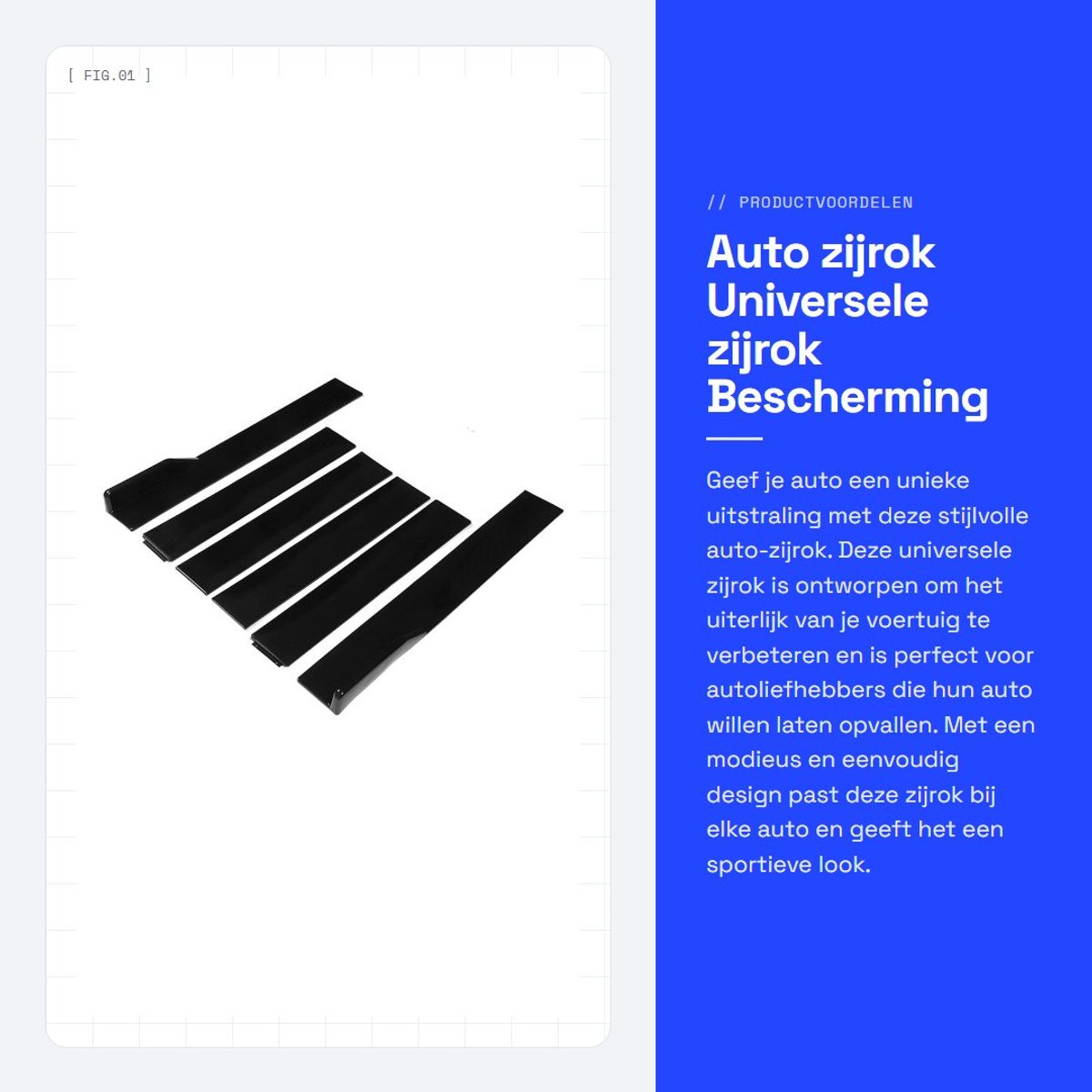 Dailygoods- Zijrok Verstelbare Lengte - Auto Zijrok - Universele Zijrok - ABS Materiaal - Anti-Kras - Glanzend Uiterlijk - Auto Styling