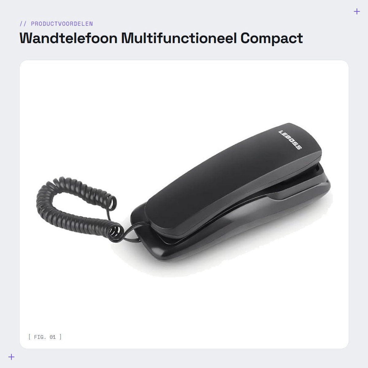 Dailygoods- Wandtelefoon met flitsfunctie - Wandgemonteerde Telefoon - Plug-and-play - Telefoonbasis - Telefoonkabel - Compacte afmetingen 180x60x60 mm - Vaste Telefoon