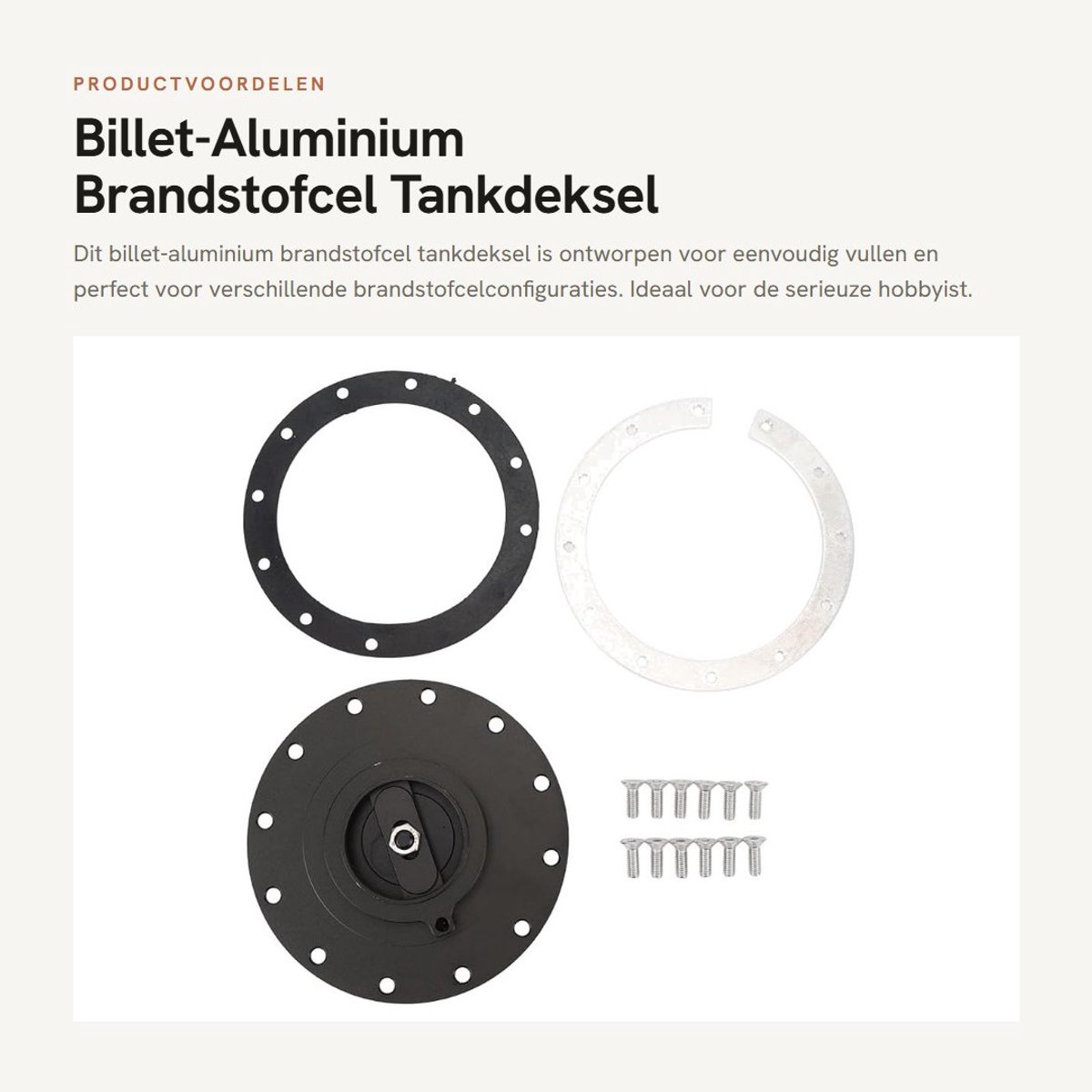 Dailygoods- Brandstofcel Tankdeksel 160 mm - Billet-Aluminium - Eenvoudig Vullen - 12 Schroeven - Afdichting - Schokbestendig - Brandstofdeksel