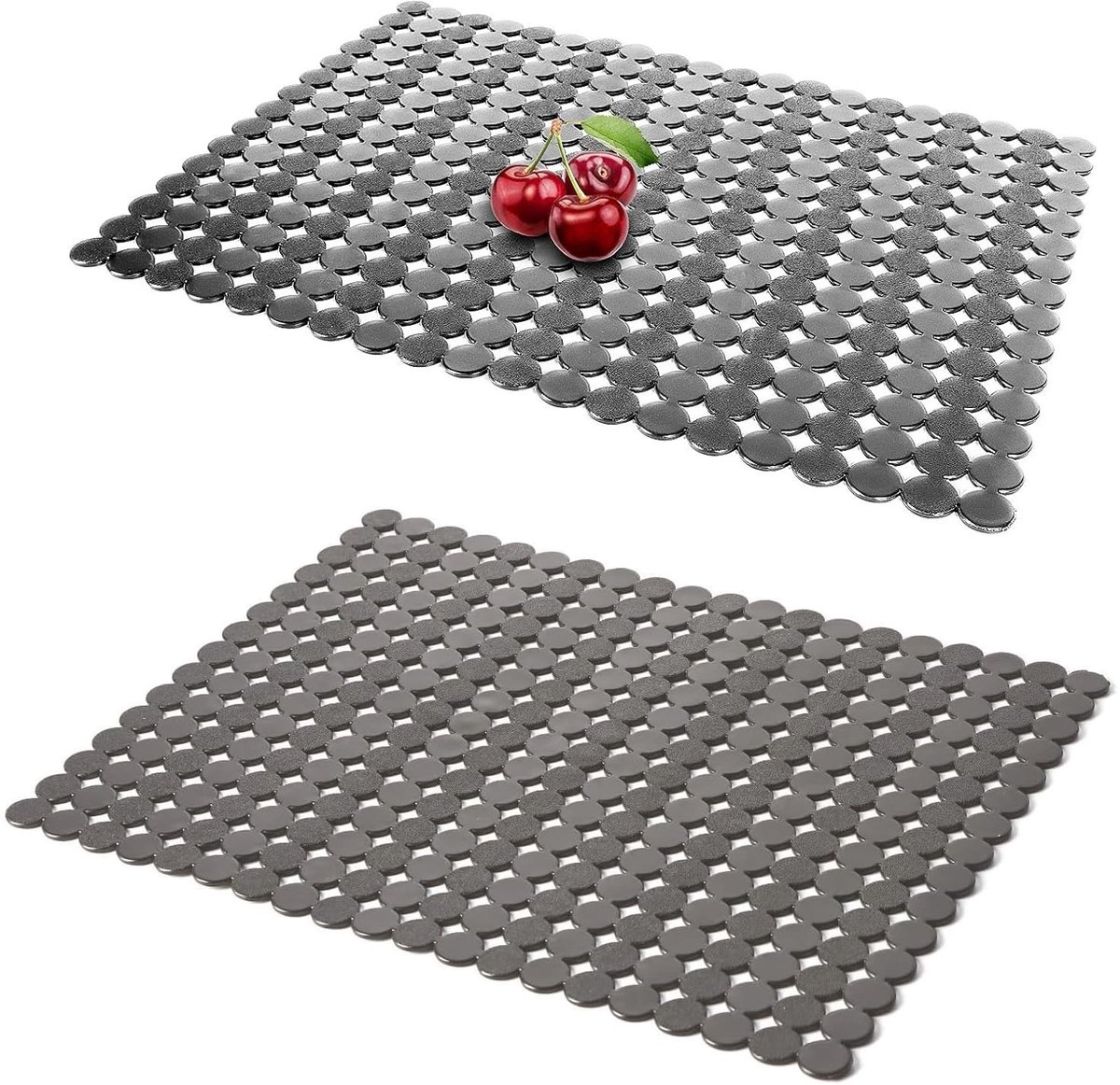 Dailygoods - Keukenspoelbakmat, 2 stuks gootsteenmat, 30 x 40 cm, gootsteenmat, decoratieve spoelbakmat, op maat te snijden, voor keuken en badkamer, grijs