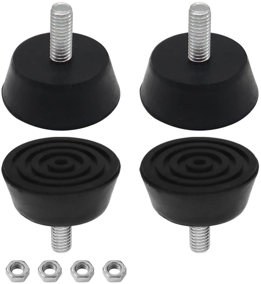 Dailygoods- Rubberen Voetjes Set van 4 - Meubelpoten Schroefbaar - Basisdiameter 32 mm - Zwart - Geluidsreducerend - Vloerschade Voorkomend